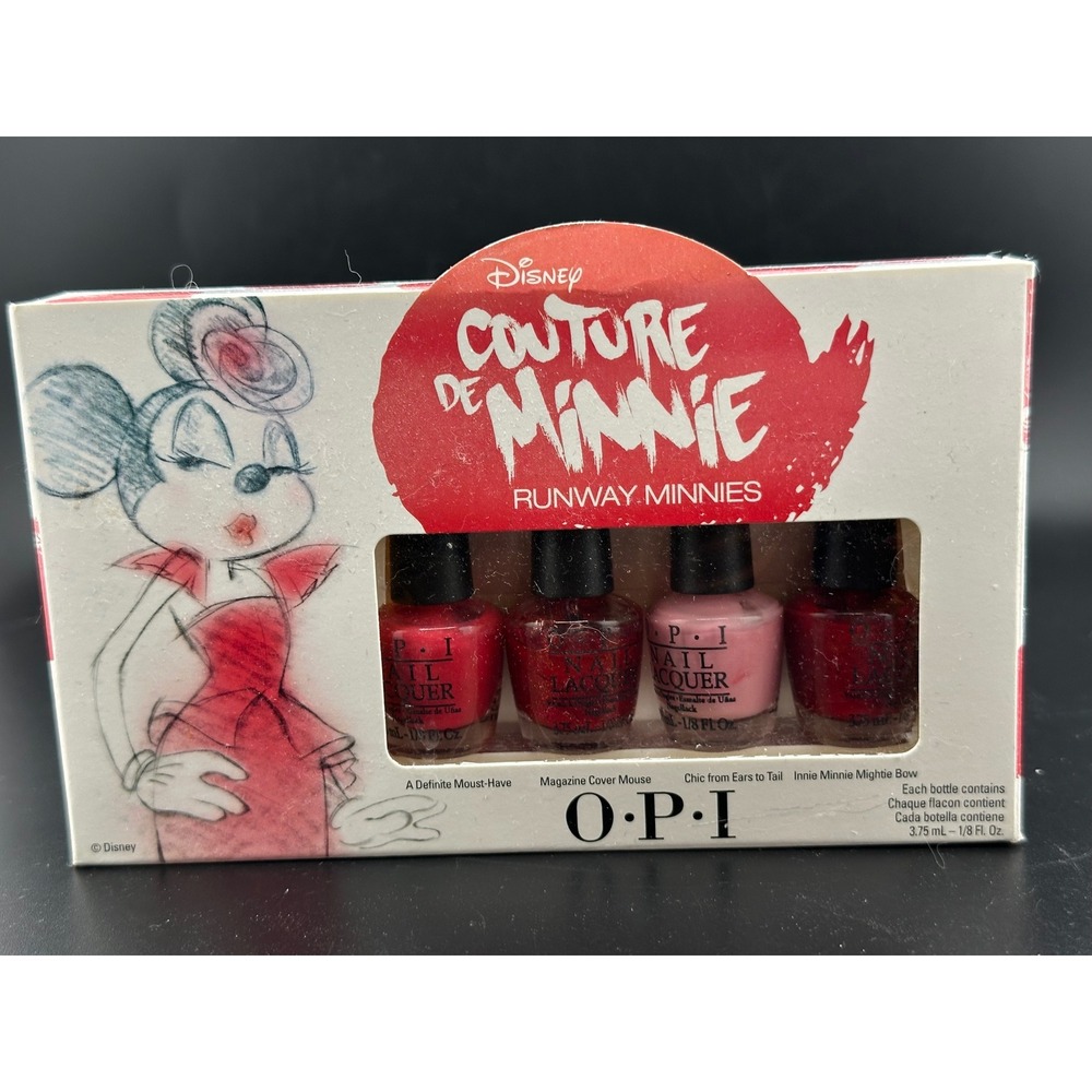 OPI Nail Polish Set Disney Couture de Minnie Runway Minnies Mouse Red Pink 4pk